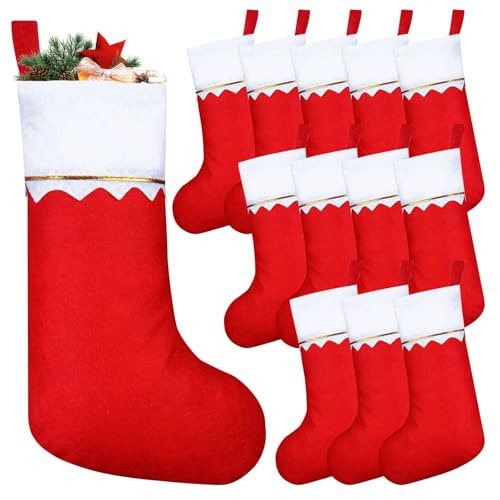 PUERHUACI 12 Pièces Chaussette de Noel a Suspendre,Chaussett