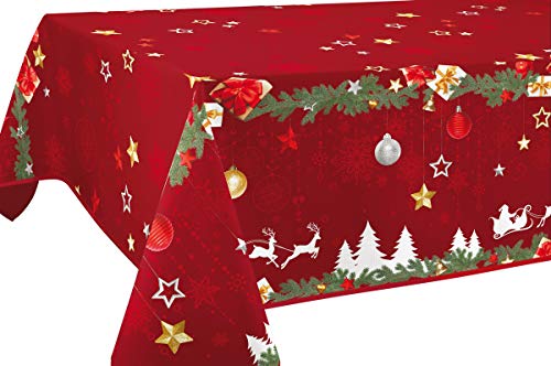 Nappe Anti-Taches Noël Rouge - Taille : Rectangle 150x240 cm