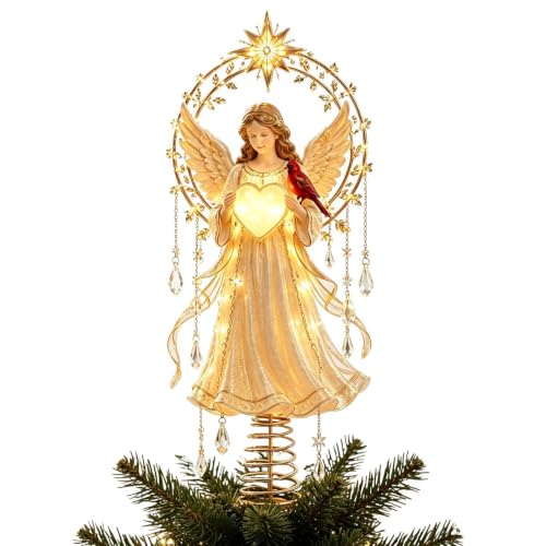 Topper De Sapin De Noël Ange 20cm, Décoration Lumineuse De N
