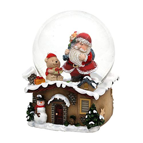 Dekohelden24 501473-Teddy Boule à Neige avec Père Noël et No