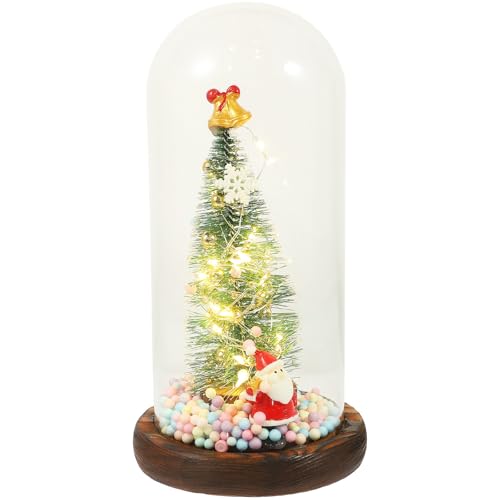 Décoration Père Noël Sapin de Noël sous Dôme en Verre LED