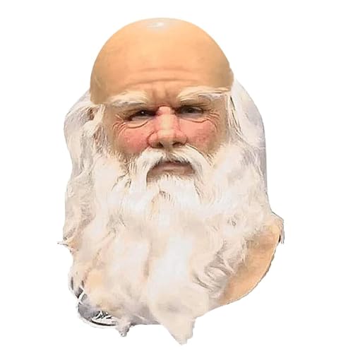 Masque de père noël avec Barbe Blanche en Latex, Masques com