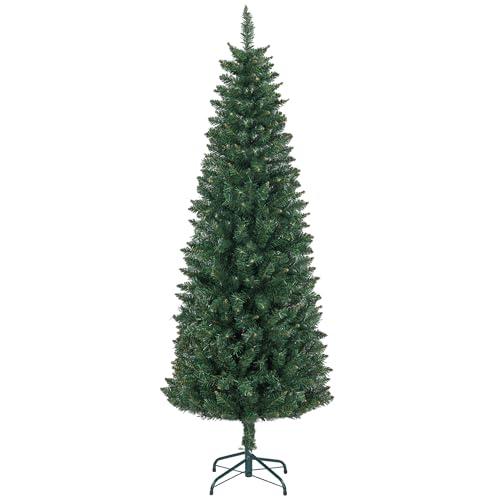 HOMCOM Sapin de Noël Artificiel 180 cm Arbre de Noël Slim av