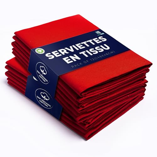 LivinEase Serviettes en Tissu en Coton - Lot de 12 Serviette