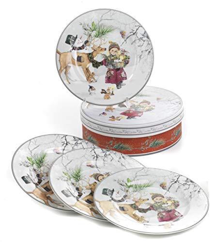 Lot de 4 assiettes de Noël en porcelaine dans une élégante b