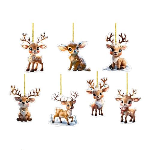 Lot de 7 Pendentifs Renne Noël Acrylique, Bekecidi Décoratio