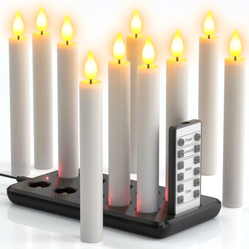 PChero Bougie Chandelier LED Rechargeable, Lot de 10 Fausses