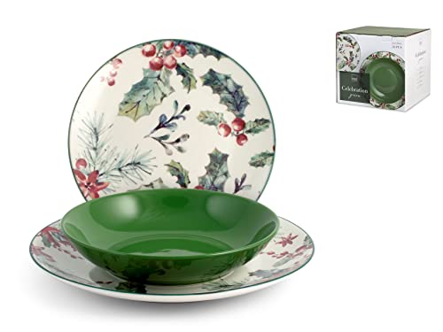 Service Vaisselle Porcelaine Verte 18 pcs