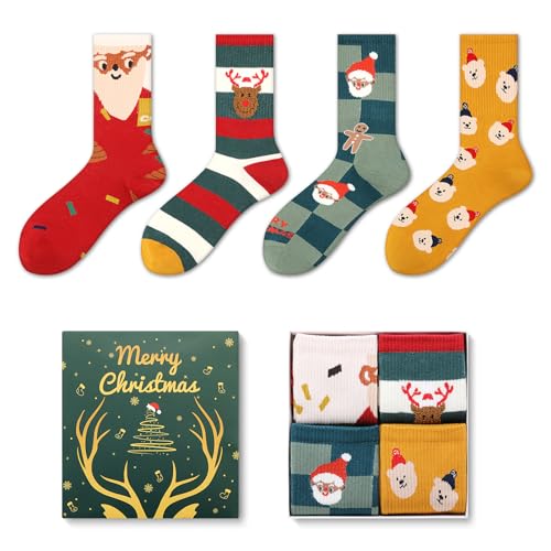 Sawnfay Chaussettes de Noël pour Femmes & Hommes - Coffret C