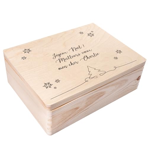 Creative Deco Personnalisé Idee Cadeau Noel pour Femme et Homme - Texte Désiré Boîte en Bois | Votre Original Cadeaux Personnalisé | Personnalisable Decoration - Sapin de Noël de Base