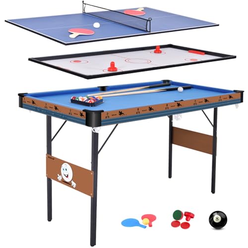 OYE Table de jeu 3 en 1 de 140 cm, pliable, en bois dingénie