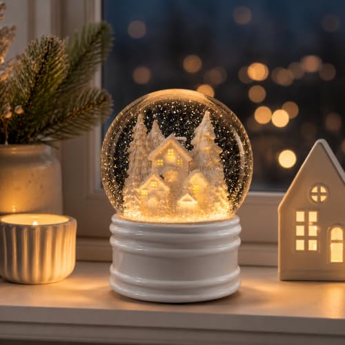 Boule à neige de Noël Ø 100 mm – Paysage dhiver éclairé avec