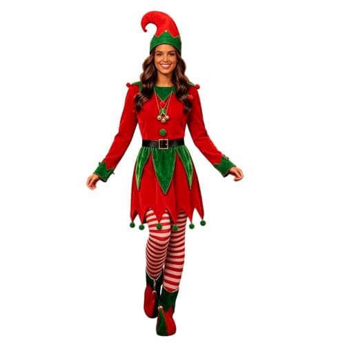 Générique Costume Lutin Femme Robe Noël Bonnet Lutin Oreille