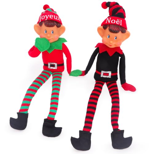 ELVES WITH ATTITUDE® Lot de 2 - 35 cm (14) Lutins de Noël Co