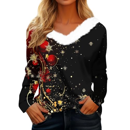 Pull Noël Couple Femme Col V