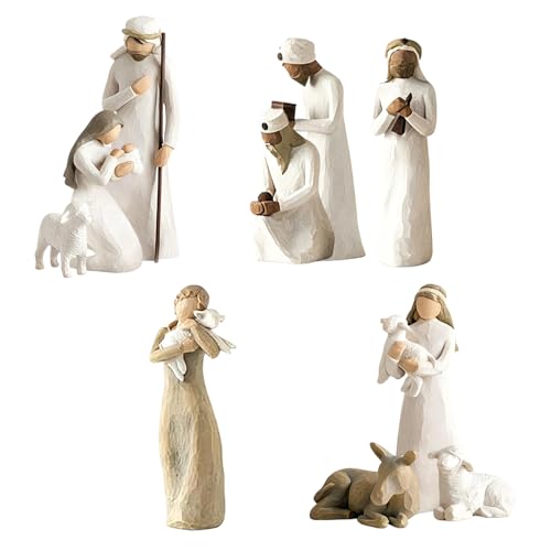 Lot 10 Figurines Crèche Noël Résine