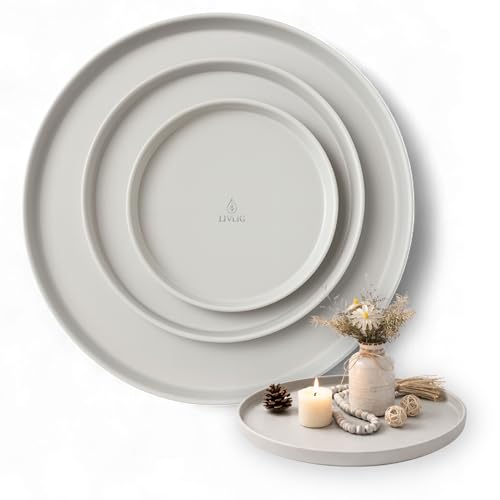 Lot de 3 plateaux décoratifs ronds (25 cm, 30 cm, 40 cm), pl