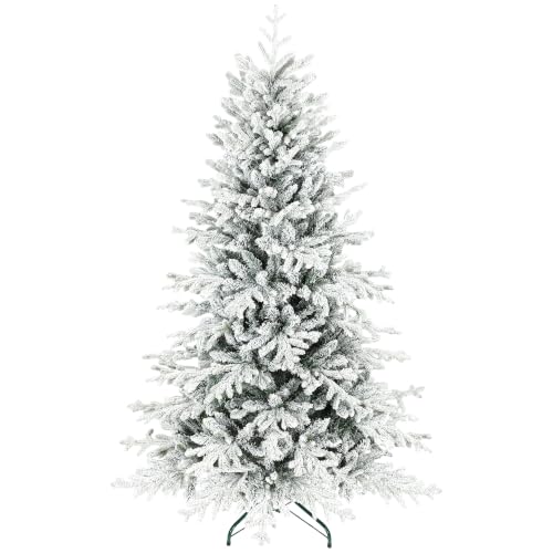 HOMCOM Sapin de Noël Artificiel Floqué de Neige 180 cm Vert