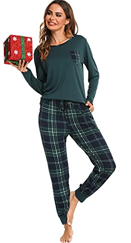 Vlazom Pyjama Femme Hiver Ensemble de Pyjama à Manches Longu