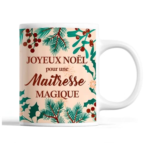 Planetee Tasse Noël Maitresse | Mug femme Idée Cadeau de Noë