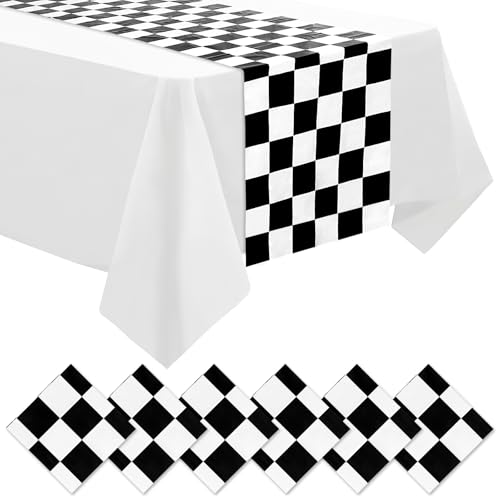 DEMIUKO 6 Pcs Chemin de Table Noir et Blanc Table de Fête à 