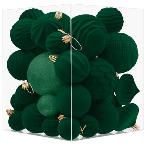 Lot 36 Boules Noël Velours Vert
