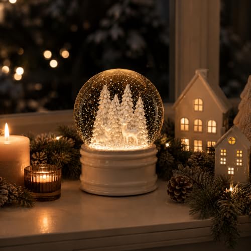 Boule à neige de Noël Ø 100 mm avec éclairage LED et minuter
