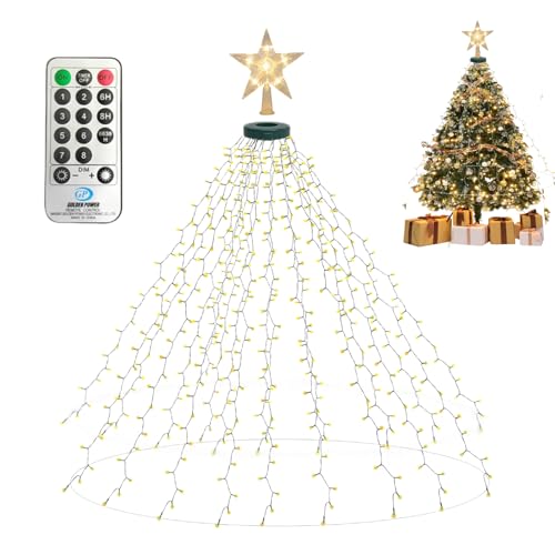 BeauFIvv Guirlande lumineuse pour sapin de Noël avec anneau 