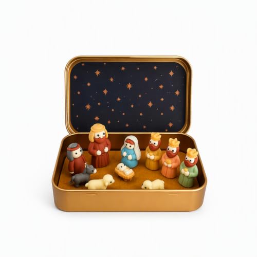 Crèche Miniature Noël Boîte Métal