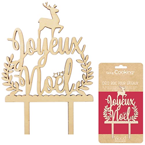 ScrapCooking 4999 Cake Topper Bois Joyeux Noël, Marron