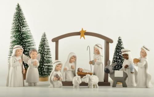 Crèche de Noël 12 pièces Figurine Sainte Famille – Peintes à