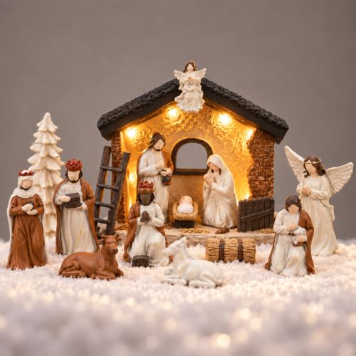 Ulable 14 Figurines Santons de Crèche de Noël, scène de la N