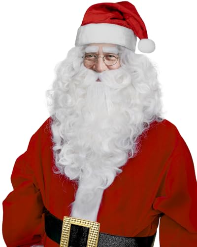Funidelia Perruque avec Barbe de Père Noël Deluxe pour Homme