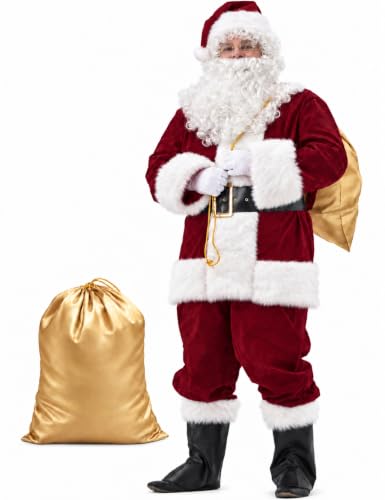 Ahititi Homme Costume de Père Noël 10pcs Noël en Velours de 