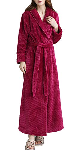 Peignoir Femme Velours Robe de Chambre Polaire Femme Chaud L