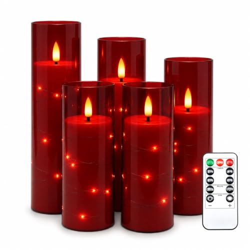 Lot 5 Bougies LED Rouges Écologiques