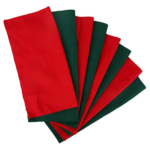 Serviettes en Tissu de Noël 8 Pcs Rouge et Vert Serviettes d