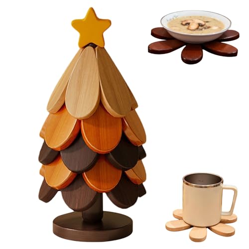 Lot de 5 dessous de verre en bois pour sapin de Noël