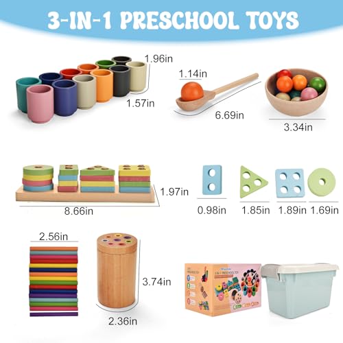 Majabike Jouet en Bois Montessori 3 en 1 à Empiler et de Tri