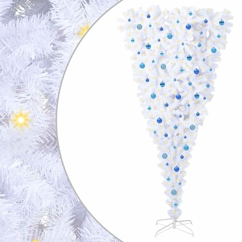vidaXL Sapin de Noël Artificiel avec 300 LED Blanc 240 cm PVC et Acier, Décor de Salon, Arbre élégant Moderne, Centre de Table Minimaliste Noël, déco LED Tendance intérieure
