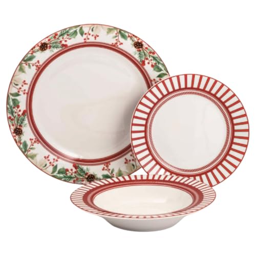 Sicignano Service dassiettes 18 pièces Charme Noël les baies