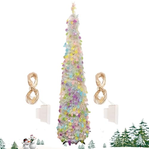 Sapin de Noël Pliable Stable Coloré LED Pliable Cadeaux Fête
