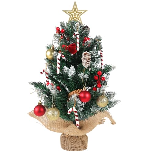 HOWAF Petit Sapin de Noel Artificiel 60cm Vert Mini Sapin de