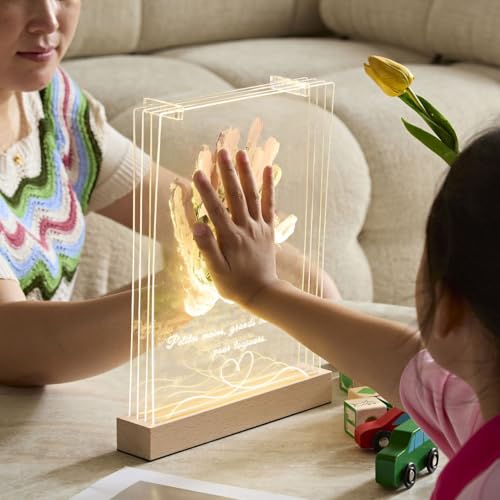 Premier trésor - Kit empreinte de famille avec Base Bois LED