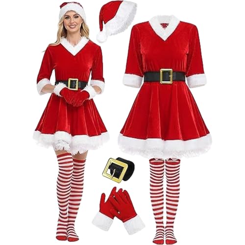 Générique Costume Mère NoëL Femme, Robe à Capuche Mere Femme