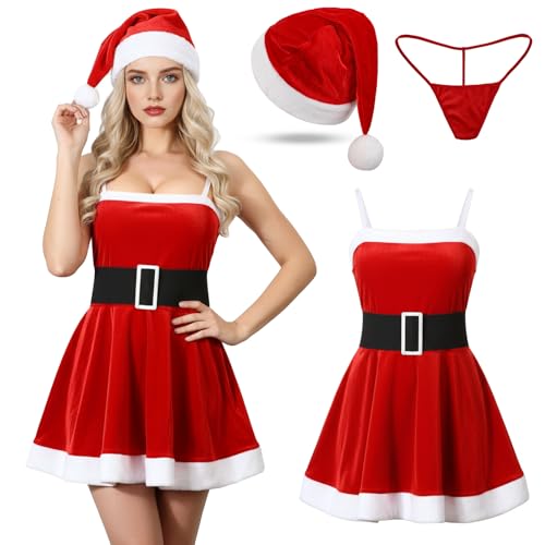 Beipegin Tenue Mere Noel Femme Sexy Robe de Noël Lingerie Ro