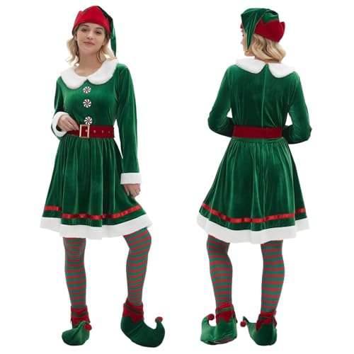 Costumes 4 Pièces de Noël pour Femme - Tenue Famille de Elfe