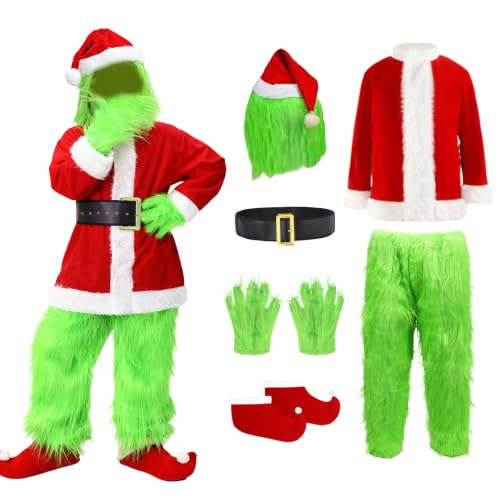 Costume de Monstre vert pour adulte Vêtements de Père Noël C