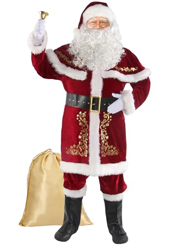 Costume de Père Noël de Noël pour Hommes Adulte 12pcs Père N