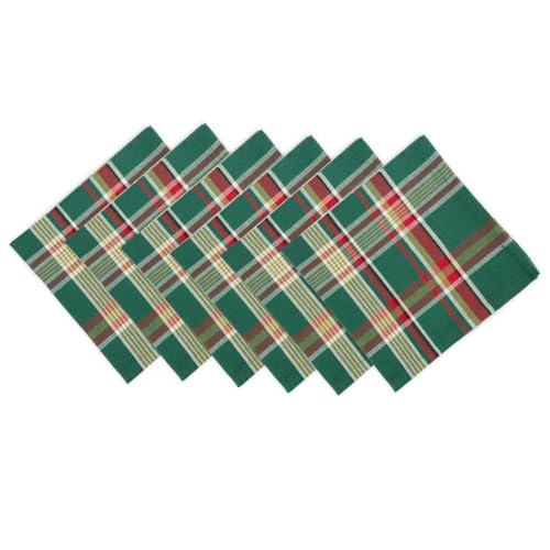 Lot 6 Serviettes Noël Vert Écossais